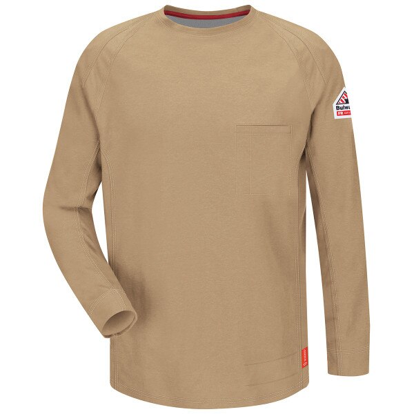 iQ Series Comfort Knit Men's FR Long Sleeve T-Shirt in Khaki